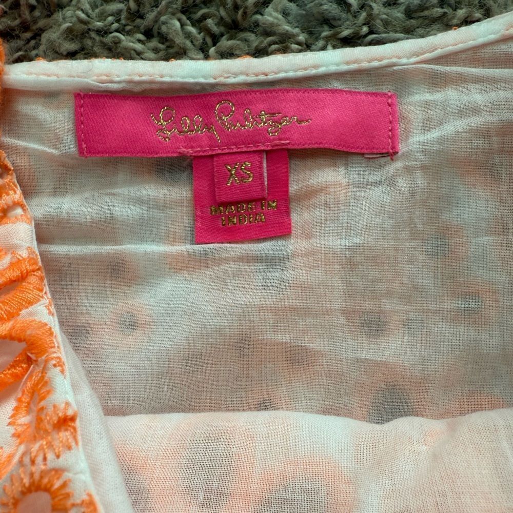 Lilly Pulitzer Orange Floral Eyelet Lace Top - Picture 6 of 8